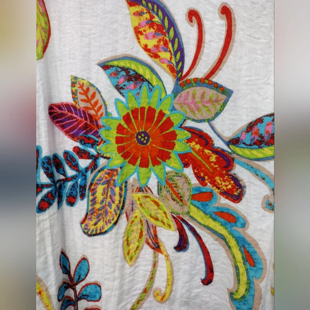 John Mark Floral Tunic Women's XL Embroidery Boho Festival Art to Wear Vacation - Picture 7 of 11